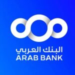 Arab Bank logo: three white interconnected circles on a blue background with Arabic text and 'ARAB BANK' beneath.