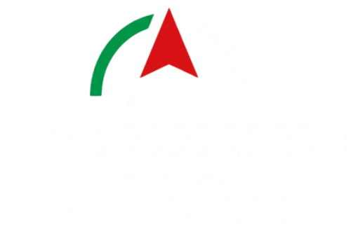 Ordoma logo: red arrow between green and white arcs above the white 'ordoma' word and Arabic script.