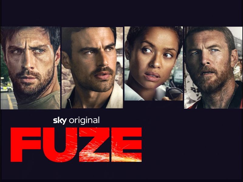 Sky Original promo poster for 'FUZE' featuring four lead characters' portraits above a dark background with a large red FUZE title.