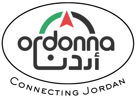 Ordonna Logo connect | Ordonna Guide Brand logo featuring a green arc, red triangle pointer, and black arc above the rounded gray wordmark, with Arabic-style script below the word.