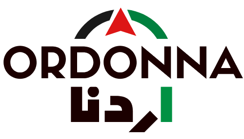 Logo for ORDONNA: bold maroon wordmark with a black-and-green curved arc above a red triangular peak, and abstract geometric marks beneath.