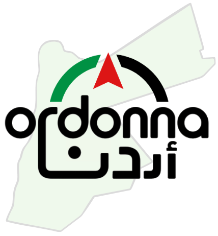 Logo showing a lime green map silhouette with a red compass needle and black bilingual wordmark (Latin and Arabic).