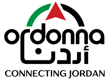 Logo for Ordonna featuring a green curved arc and red triangle above the stylized word 'ordonna' with Arabic script underneath.
